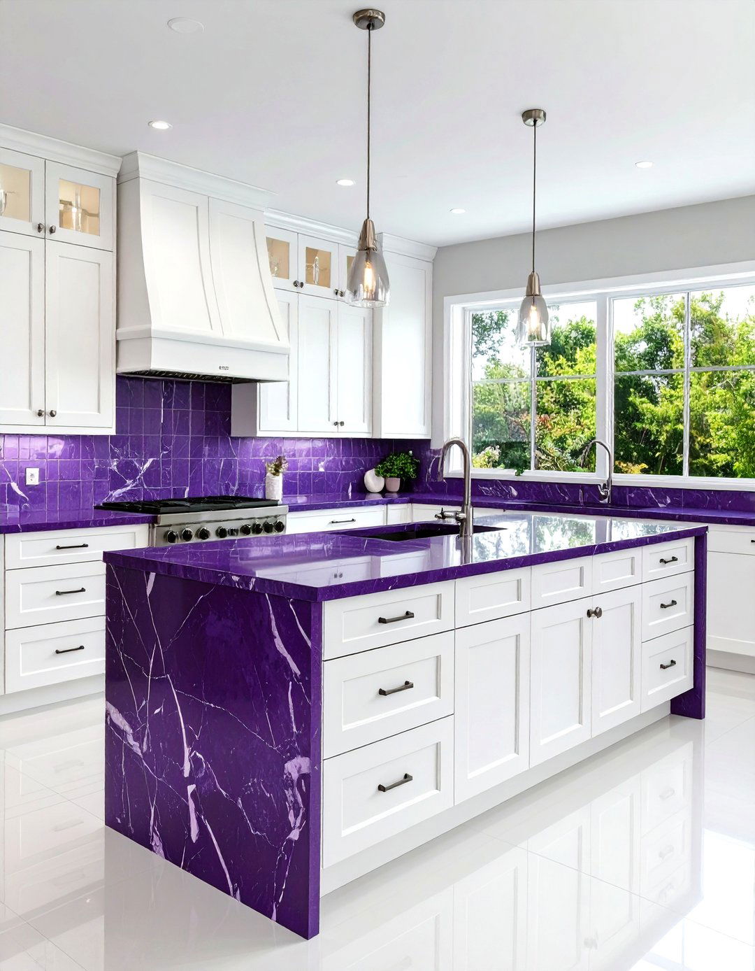 Purple Quartz Countertop Kitchen - 24 Purple Kitchen Ideas