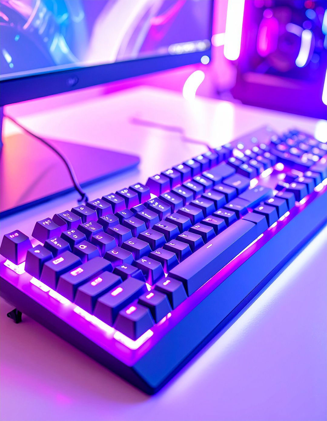 Purple RGB Mechanical Gaming Keyboard - 24 Purple Gaming Setup Ideas