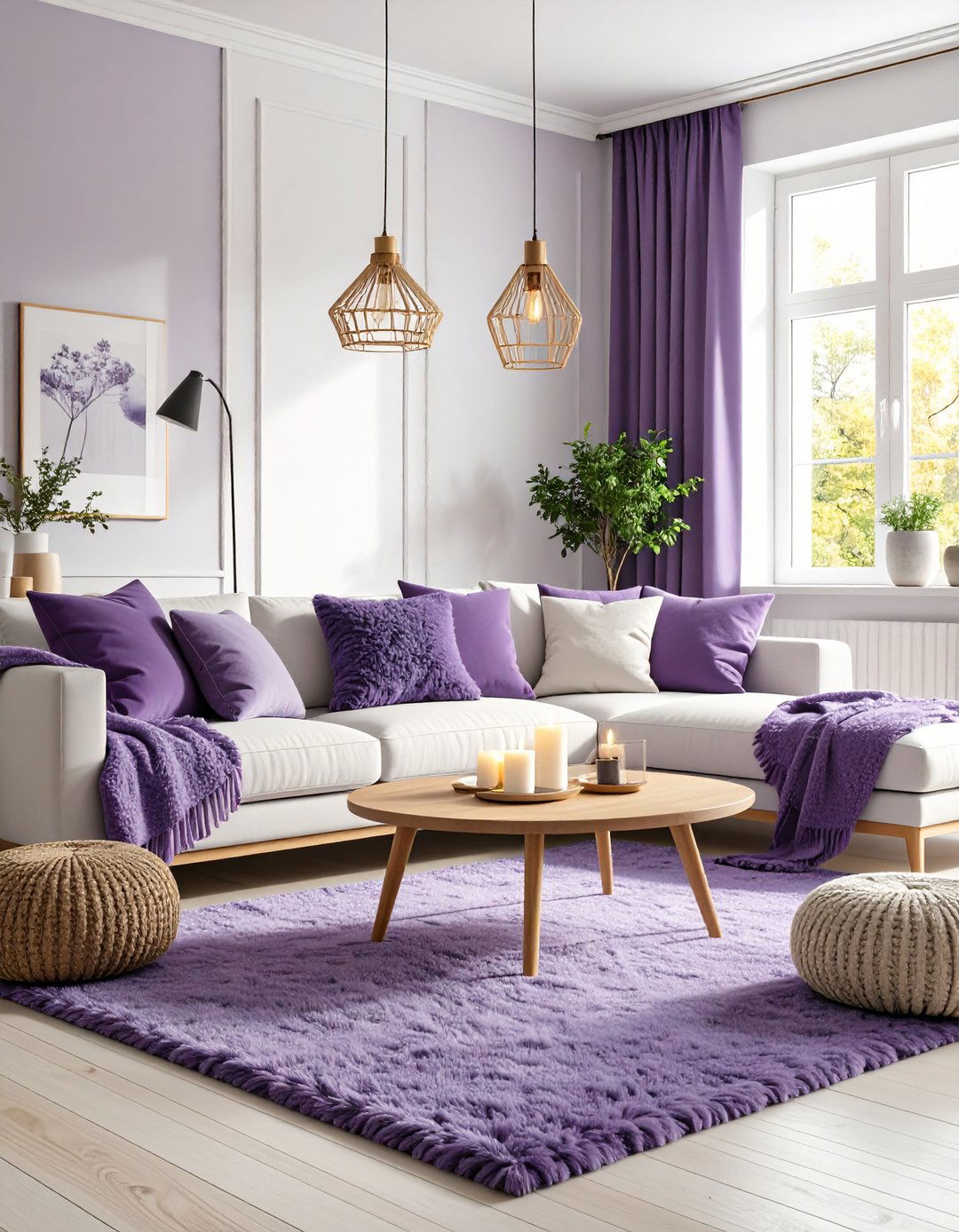 Purple Scandinavian Living Room - 24 Purple Living Room Ideas