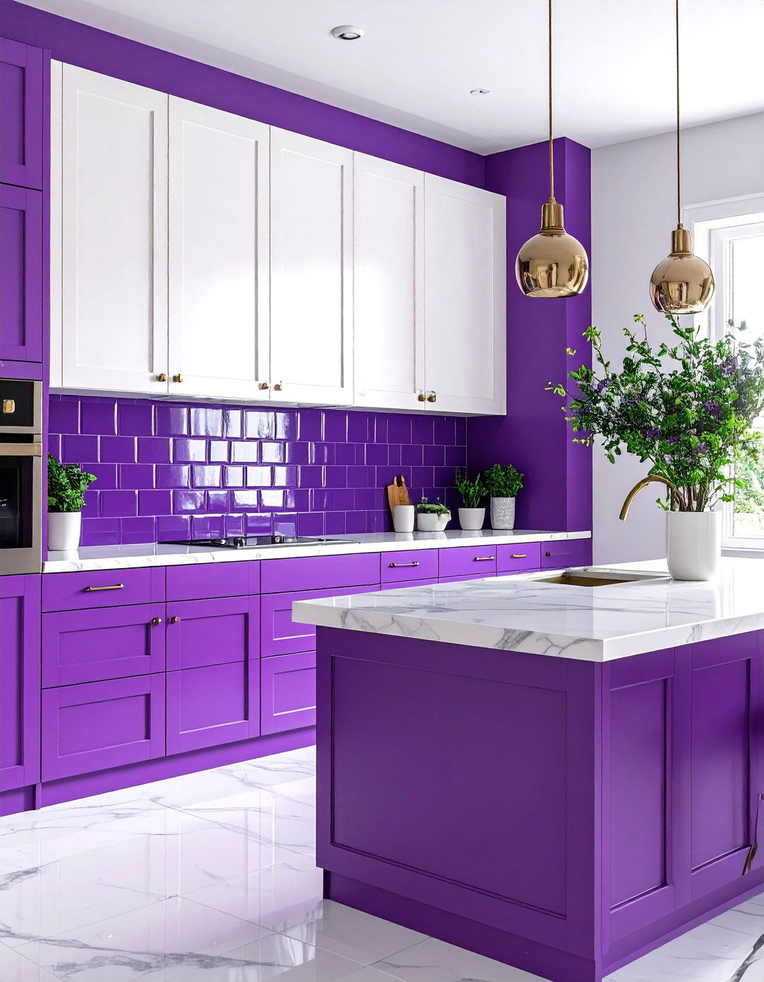 Purple Subway Tile Backsplash Kitchen - 24 Purple Kitchen Ideas