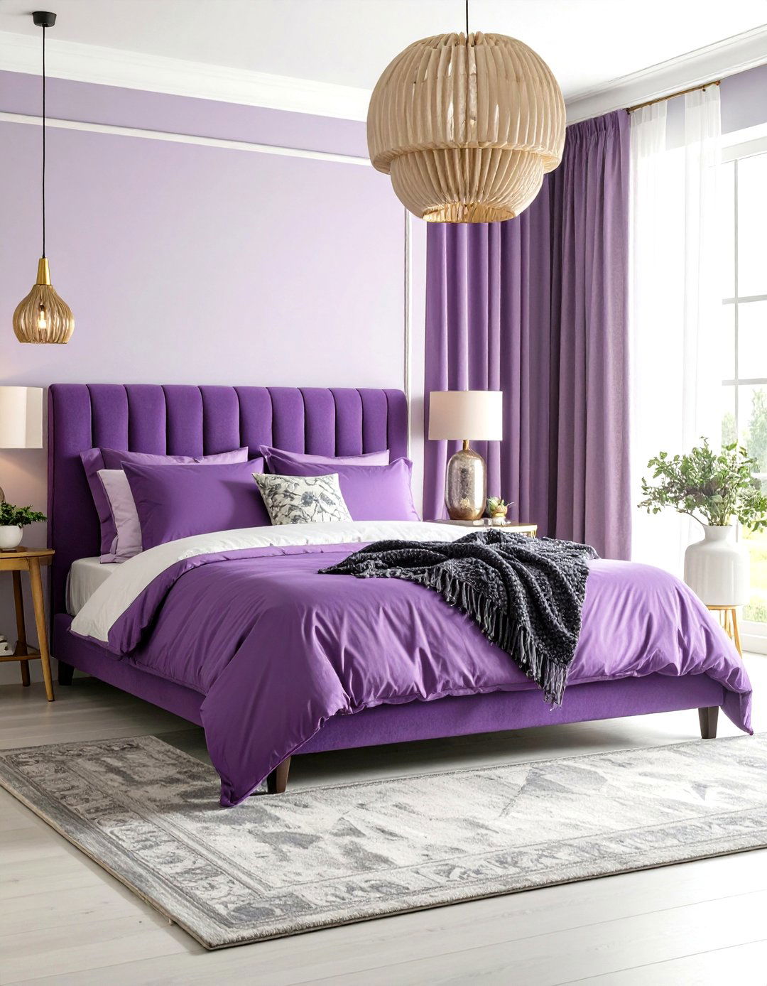 Purple Textural Layering Bedroom - 24 Dark Purple Bedroom Ideas