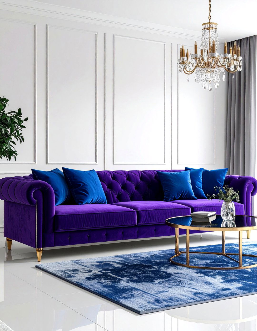 Purple and Blue Royal Sophistication - 24 Two Colour Combination for Living Room