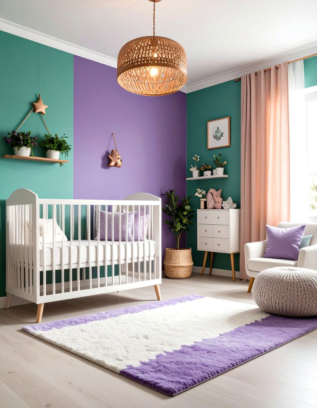 Purple and Mint Color Block Nursery - 24 Purple Nursery Ideas