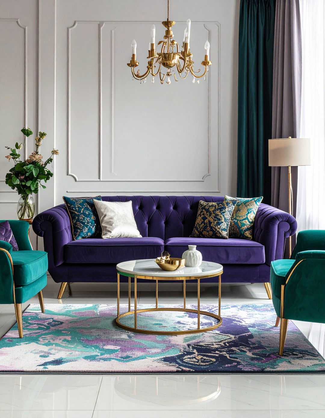 Purple and Turquoise Living Room - 24 Purple Living Room Ideas