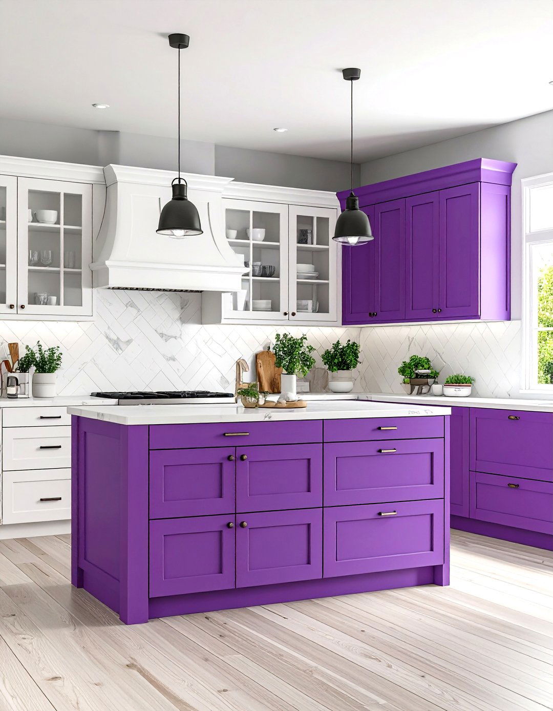 Purple and White Two Tone Kitchen - 24 Purple Kitchen Ideas