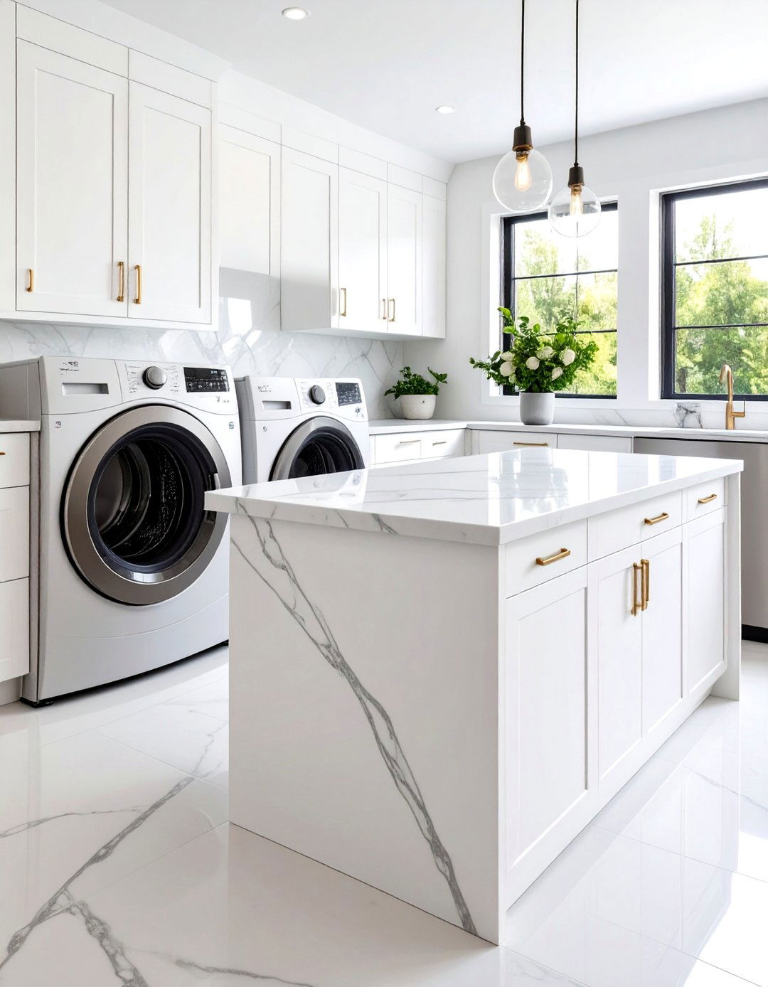 Quartz Engineered Stone Countertop - 24 Laundry Room Countertop Ideas
