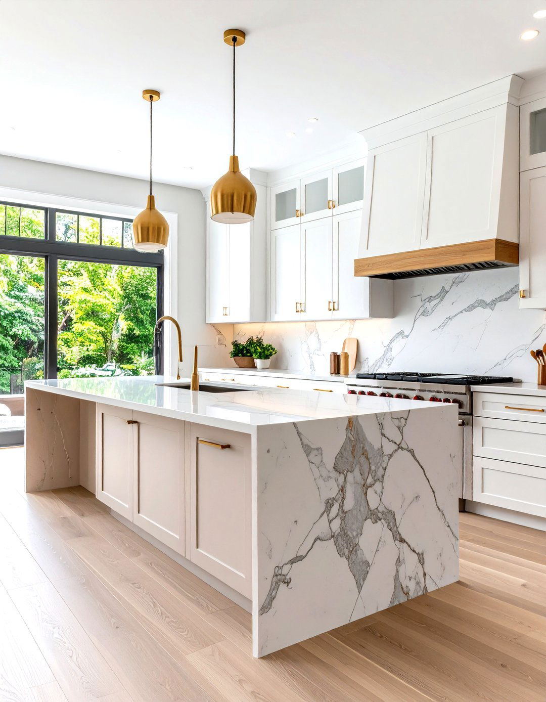 Quartzite Natural Stone Slab - 24 White Cabinet Kitchen Backsplash Ideas