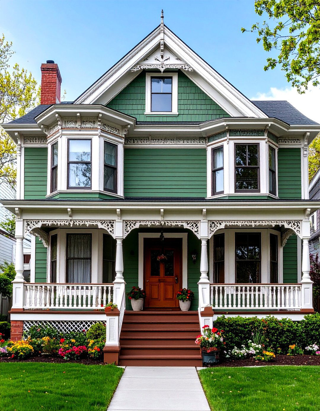 Queen Anne Victorian Gingerbread - 24 Sage Green House With Brown Trim Ideas