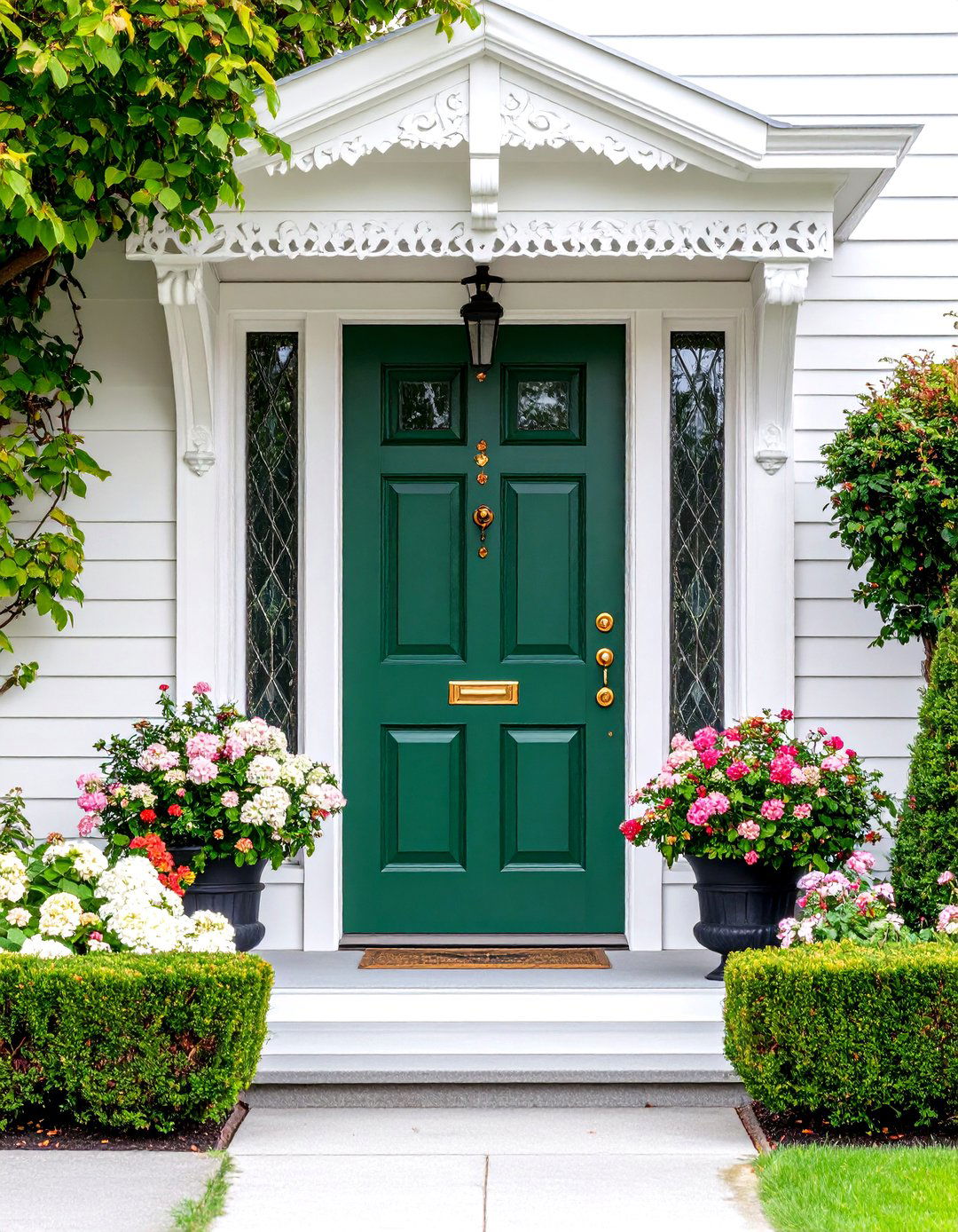 Queen Anne Victorian with Gingerbread Trim - 24 Emerald Green Front Door Ideas
