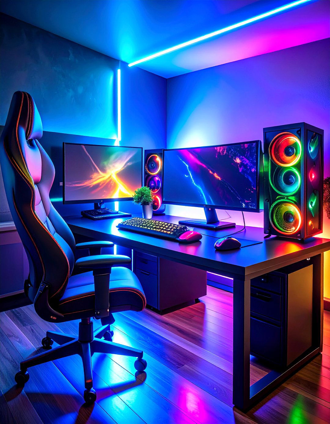 RGB Color Blast Gaming Zone - 24 Gamer Girl Room Ideas