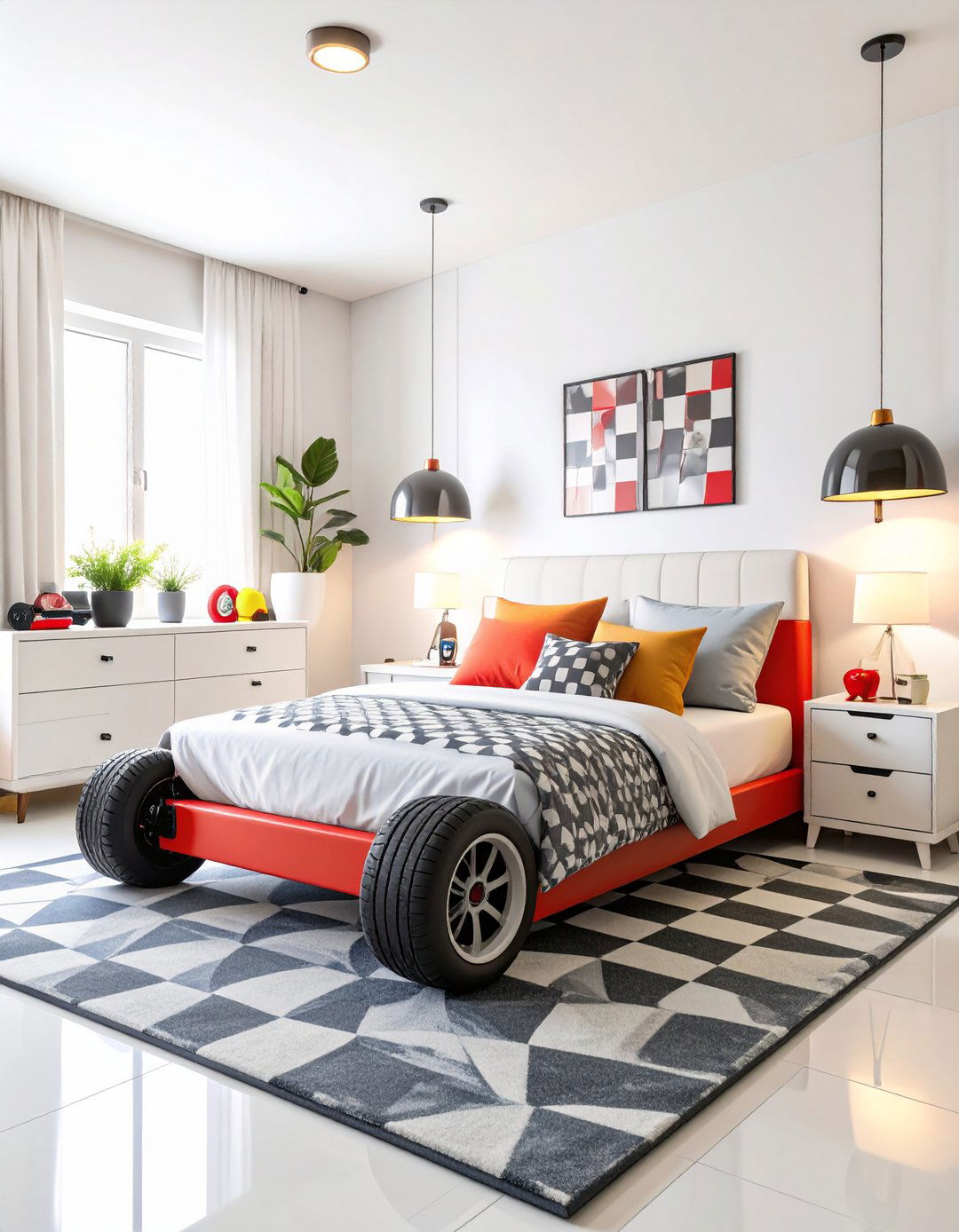 Racing Car Championship Circuit with Track Features - 24 Red Boy Room Ideas