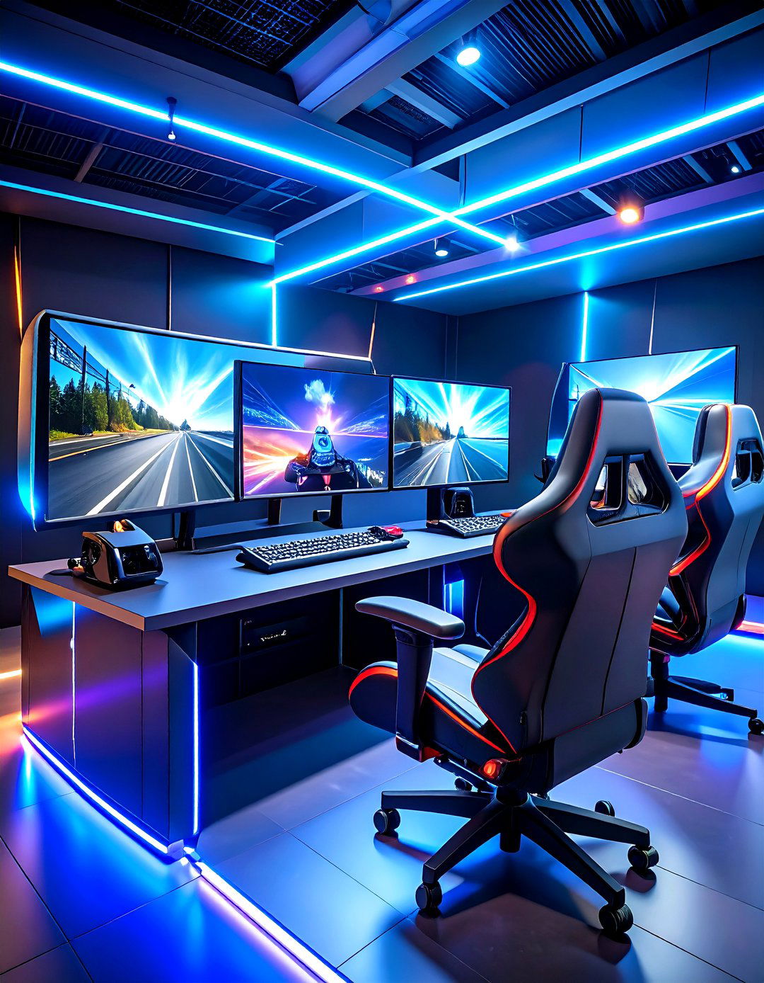 Racing Simulator Gaming Station - 24 Black Gaming Room Ideas