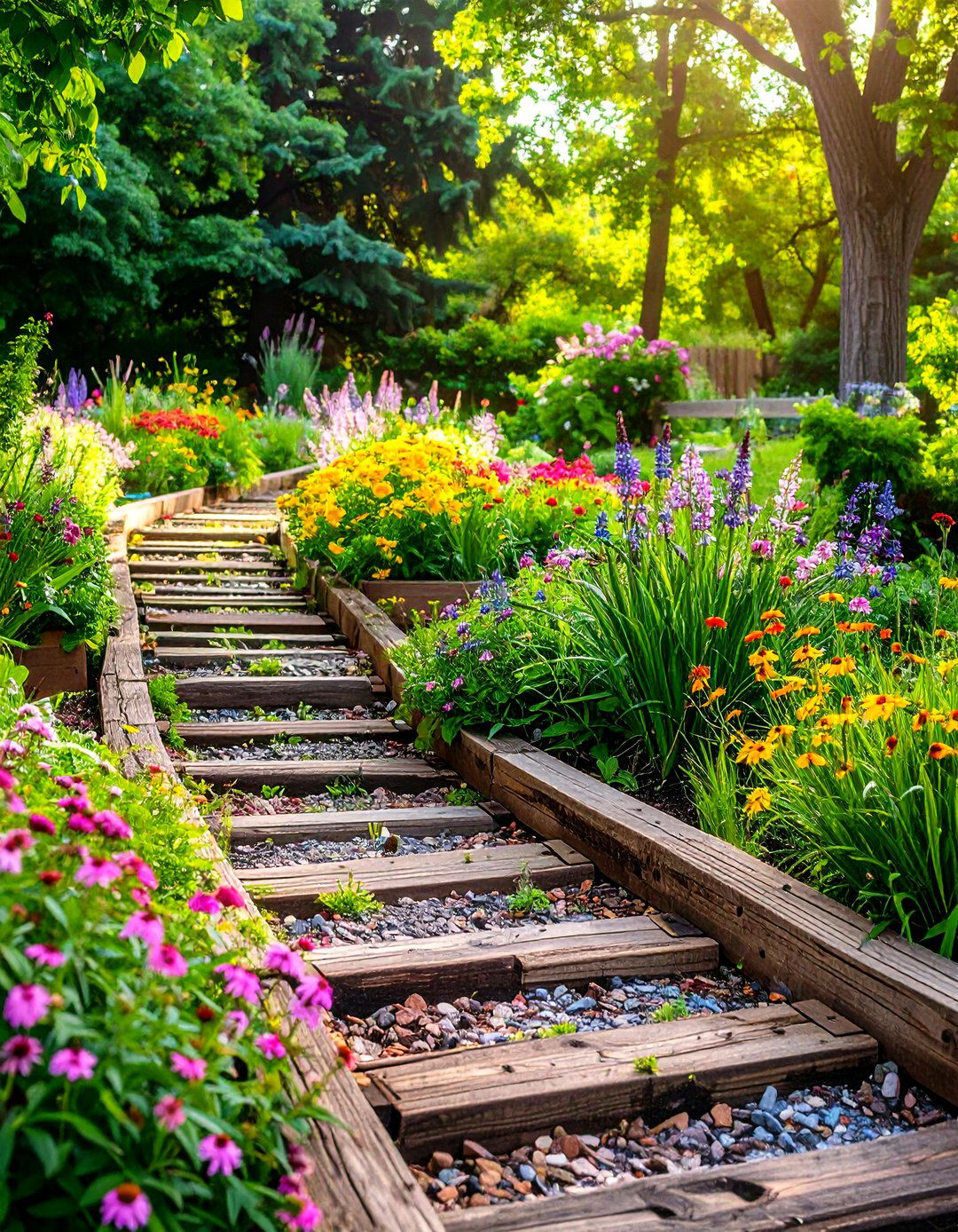 Railroad Tie Garden Borders - 24 Garden Edging Ideas