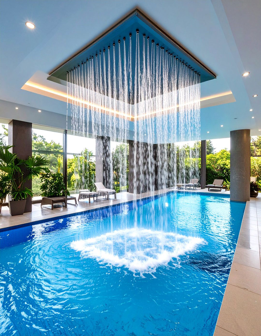 Rain Curtain Water Features - 24 Pool Fountain Ideas