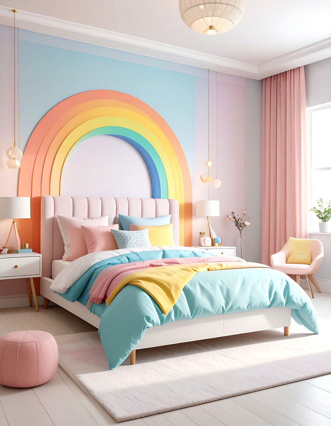 Rainbow Bright Teen Bedroom with Colorful Accents - 24 Teen Bedroom Ideas