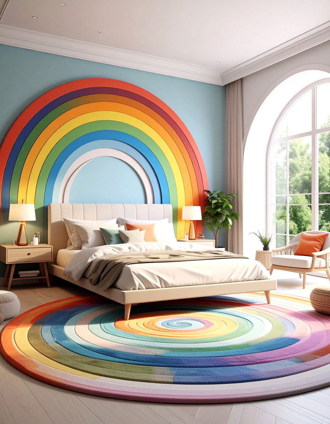 Rainbow Circle Motifs - 24 Rainbow Bedroom Ideas