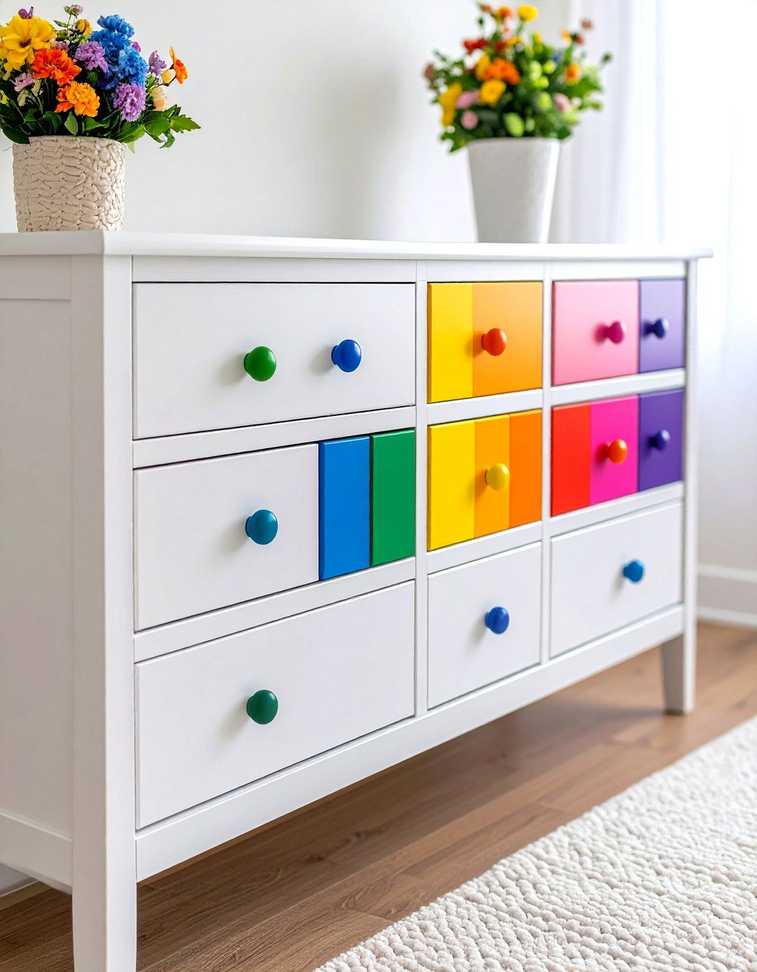 Rainbow Dresser Drawer Pulls - 24 Rainbow Nursery Ideas
