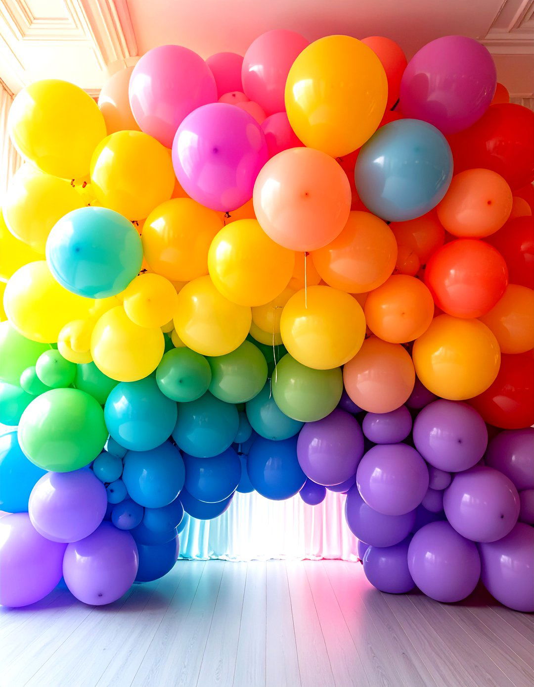 Rainbow Gradient Balloon Display - 24 Party Decoration Ideas