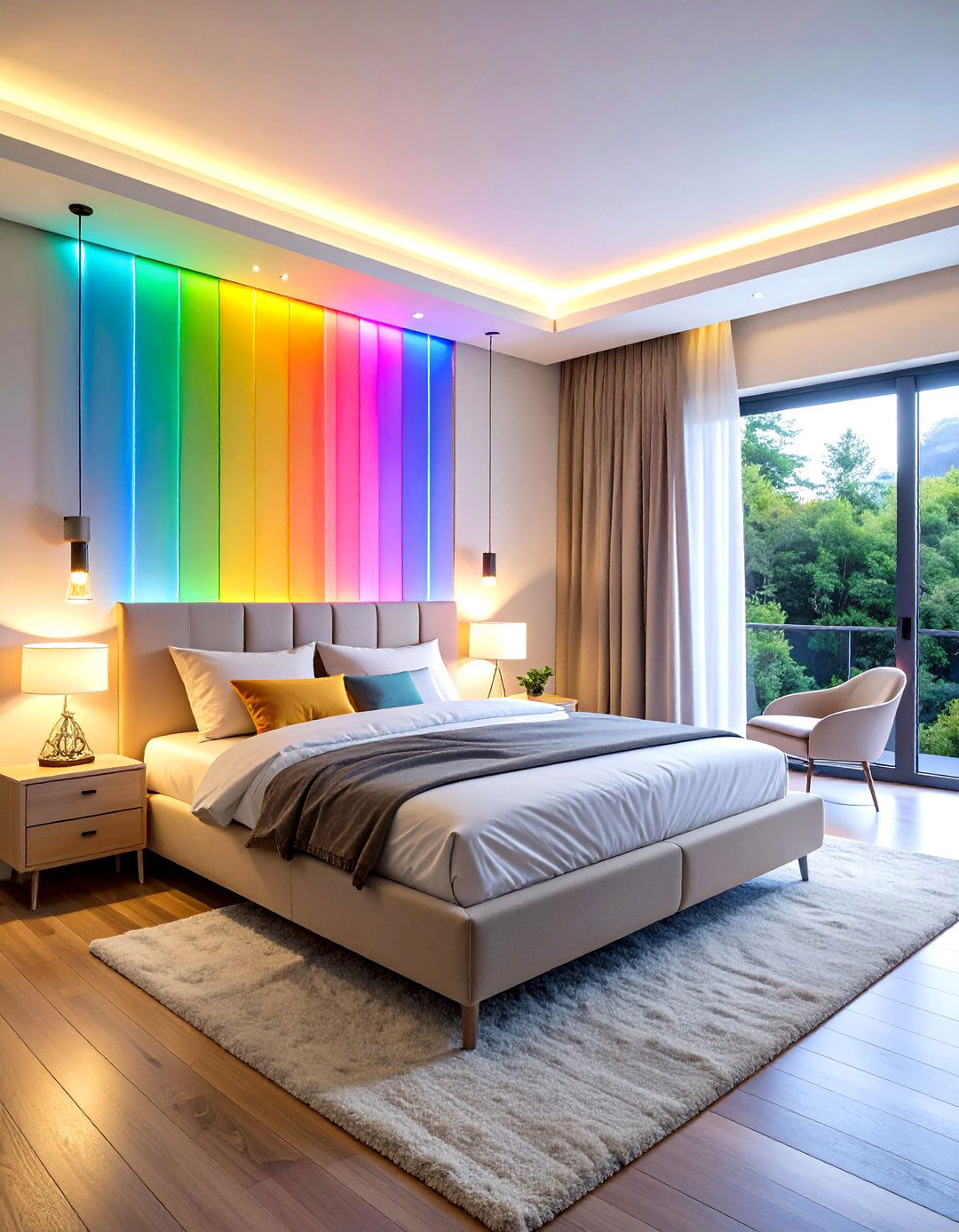 Rainbow Lighting Effects - 24 Rainbow Bedroom Ideas