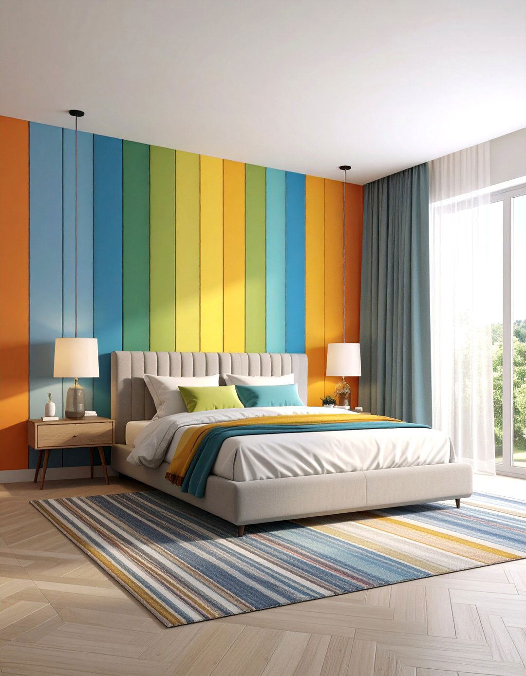 Rainbow Stripe Patterns - 24 Rainbow Bedroom Ideas