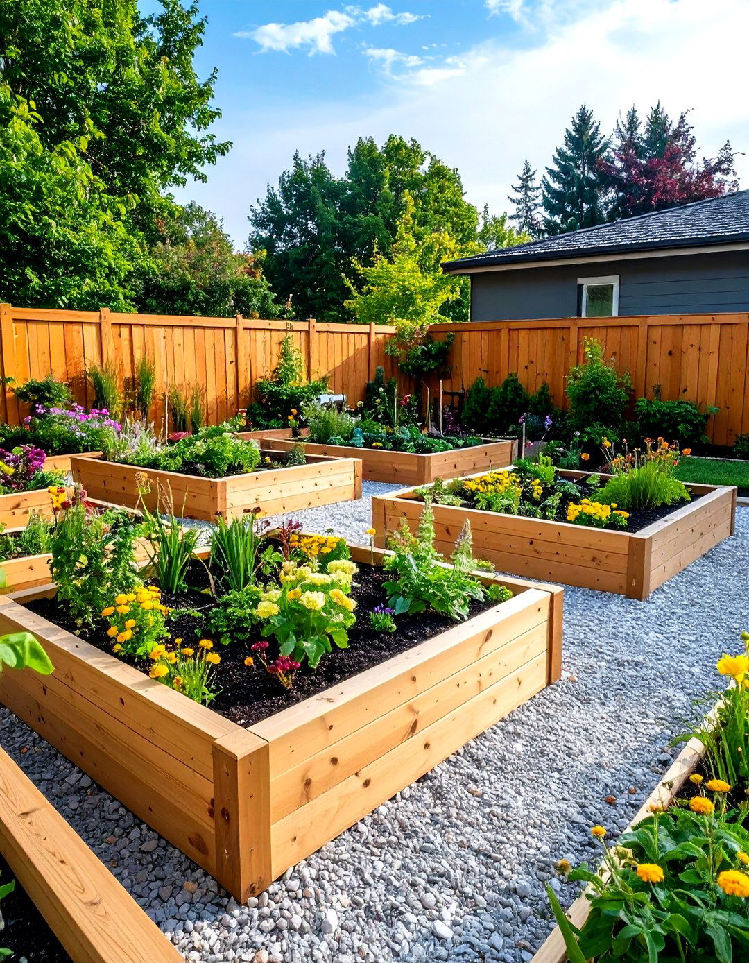 Raised Bed Integration Garden - 24 Gravel Garden Ideas