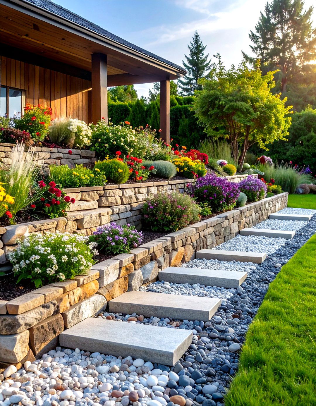 Raised Bed Retaining Walls - 24 River Rock Edging Ideas