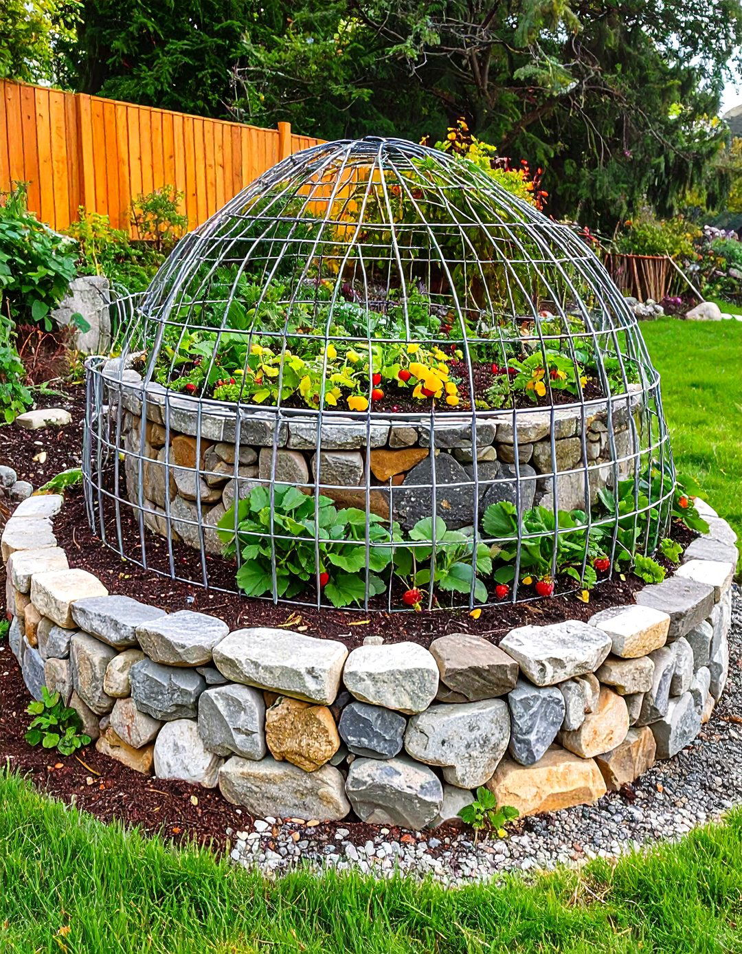Raised Circular Strawberry Bed with Tiered Planting System - 24 Round Garden Bed Ideas