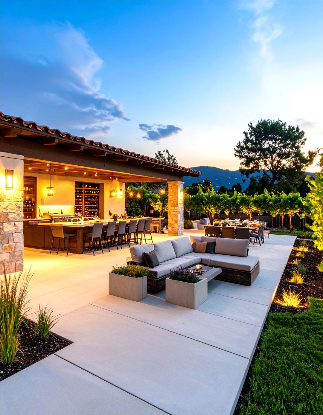 Raised Concrete Wine Tasting and Dining Patio - 24 Raised Concrete Patio Ideas