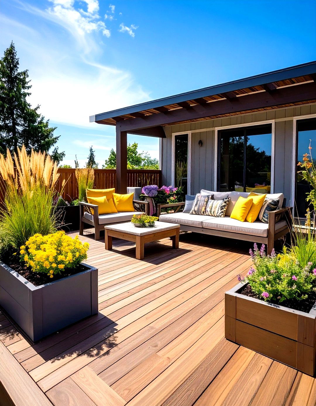 Raised Deck Nook with Built in Planters - 24 Garden Nook Ideas