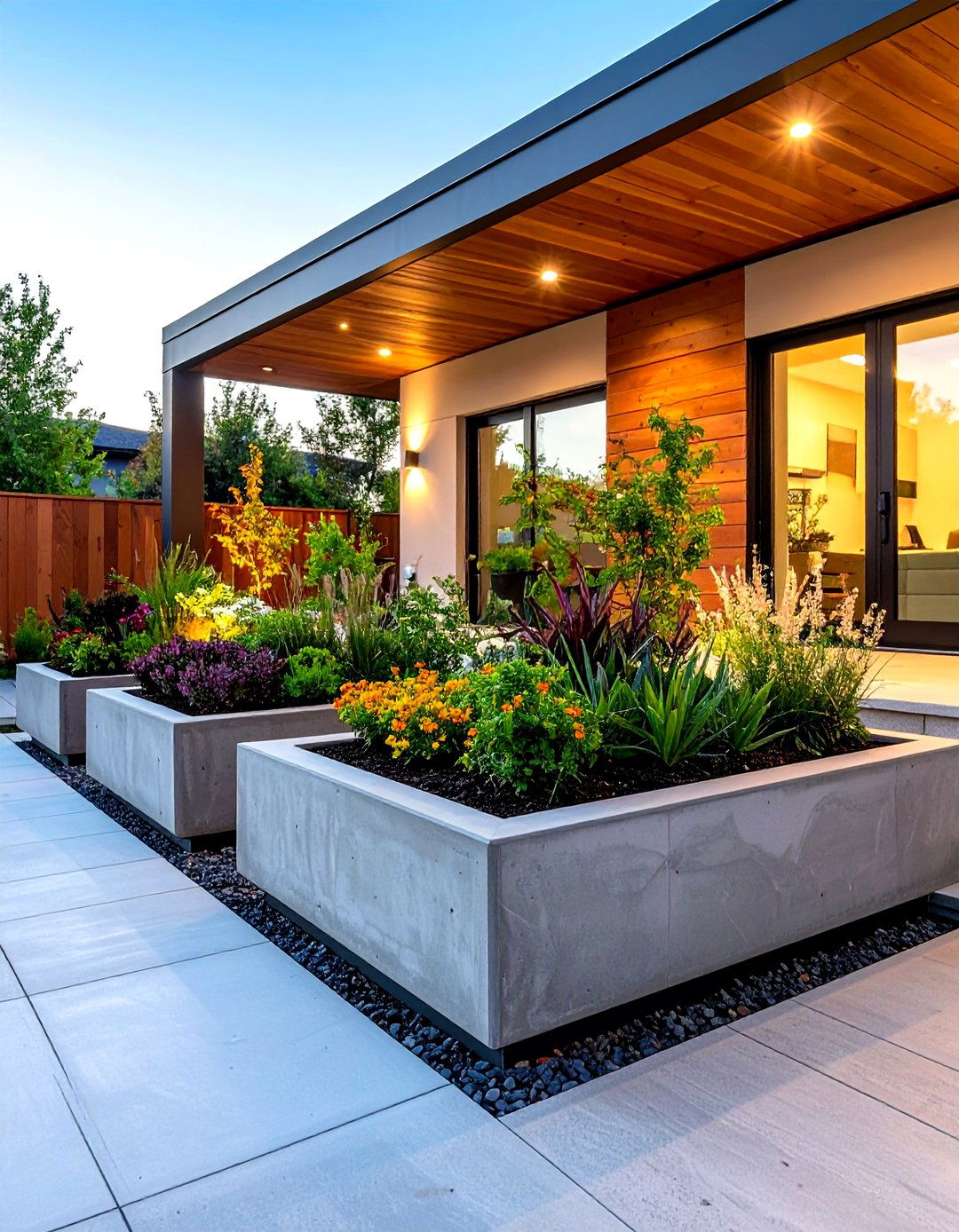 Raised Planter Boxes with Clean Lines - 24 Mid-century Modern Landscaping Ideas
