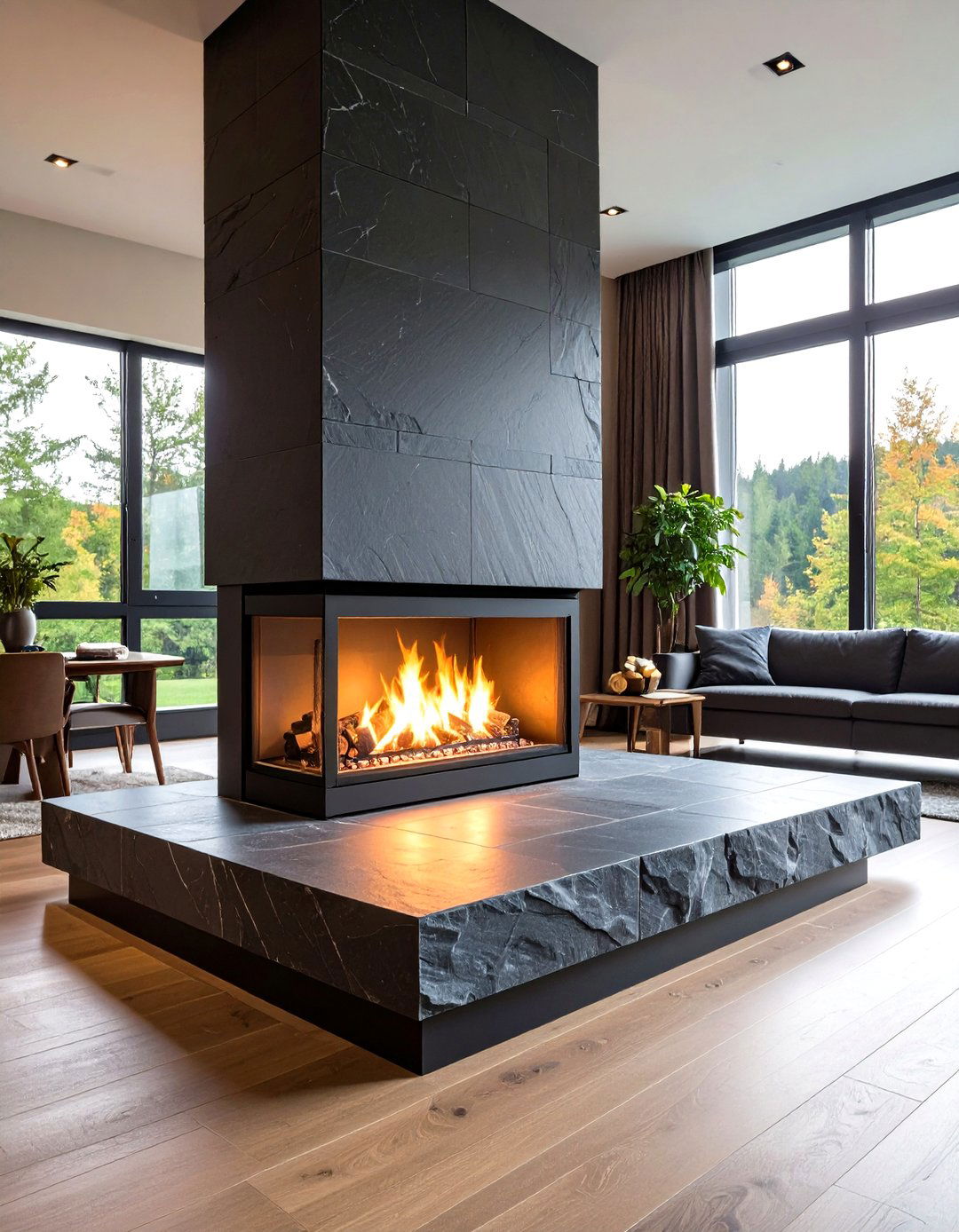 Raised Slate Platform Design - 24 Wood Stove Surround Ideas