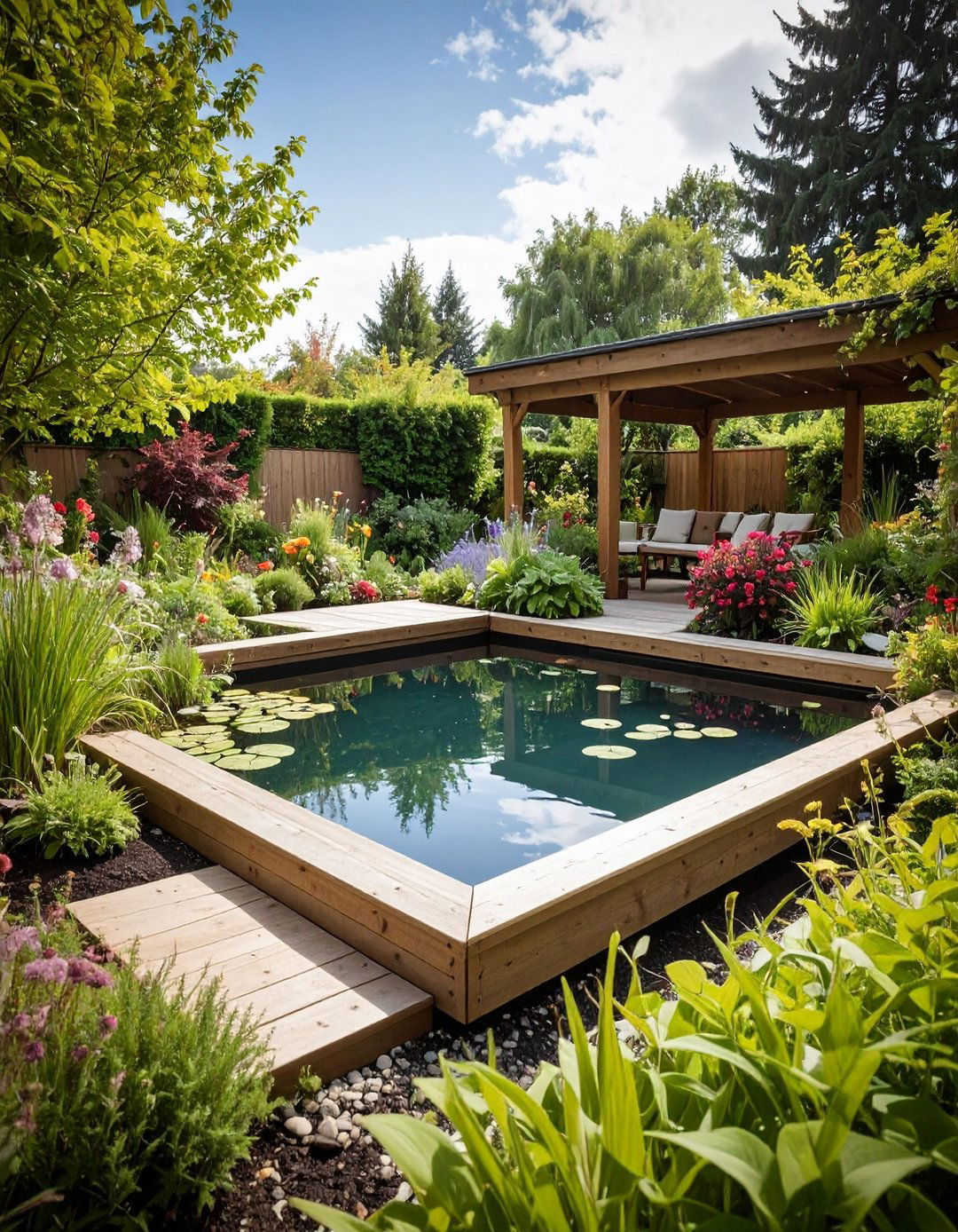 Raised Wildlife Pond with Shallow Access Areas - 24 Raised Garden Pond Ideas