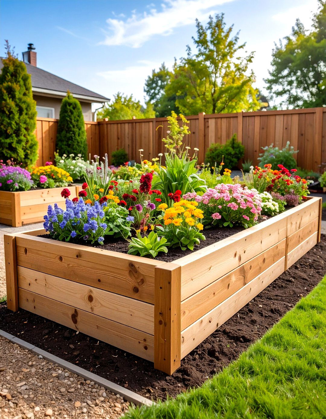 Raised Wooden Flower Bed Gardens - 24 Flower Bed Ideas
