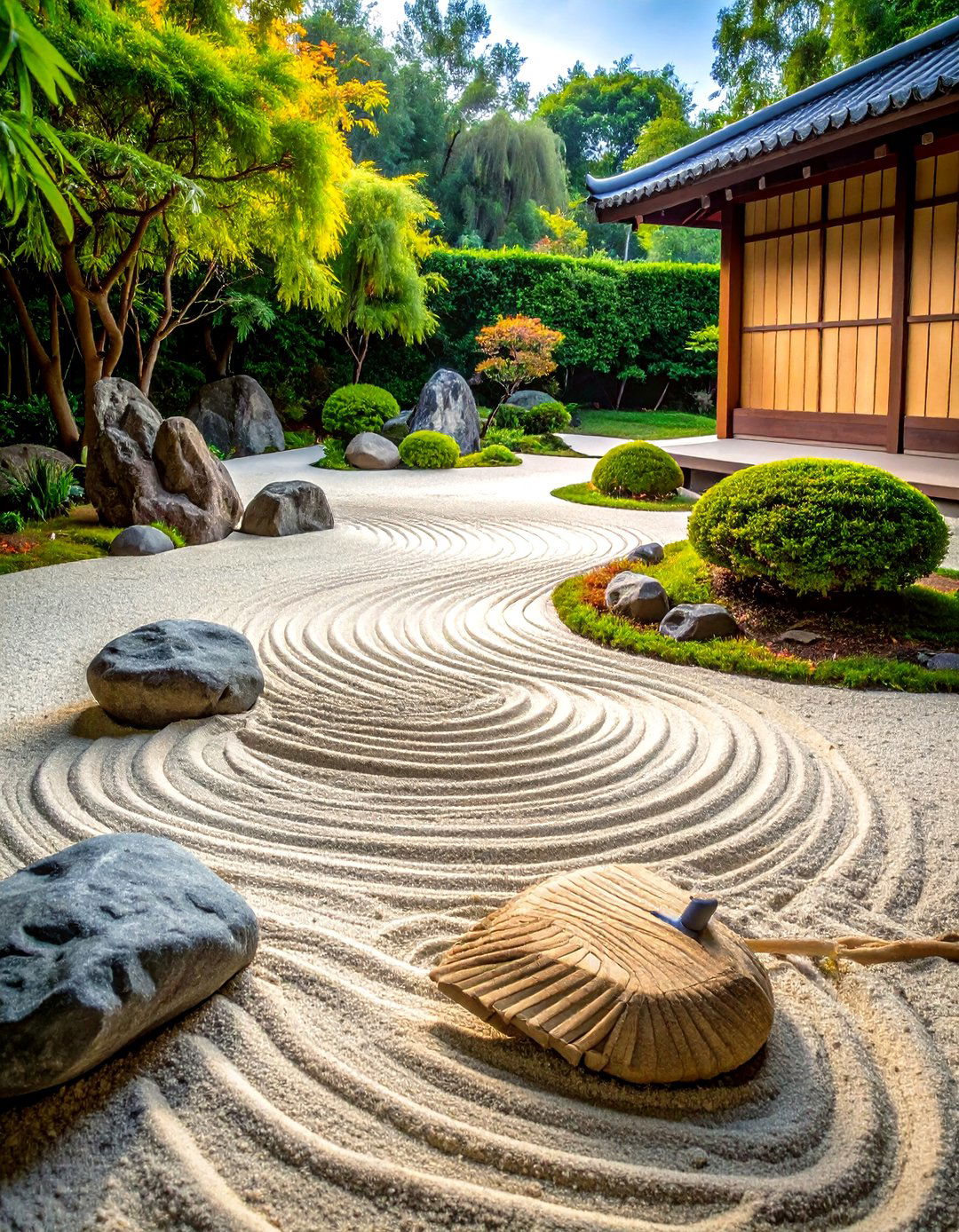Raked Sand Pattern Garden - 24 Zen Garden Ideas