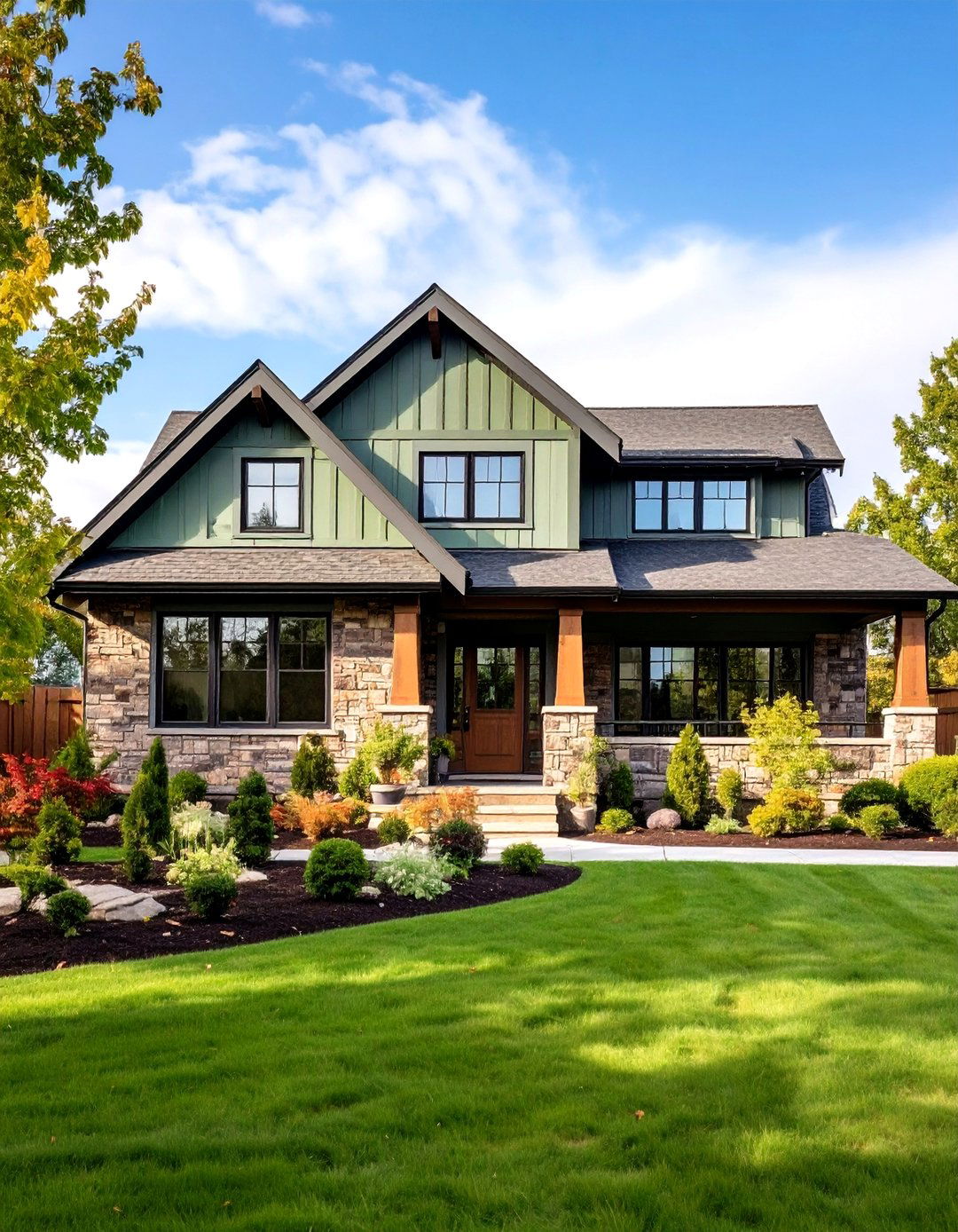 Ranch House Sage Green Transformation - 24 Sage Green Painted Brick House Ideas