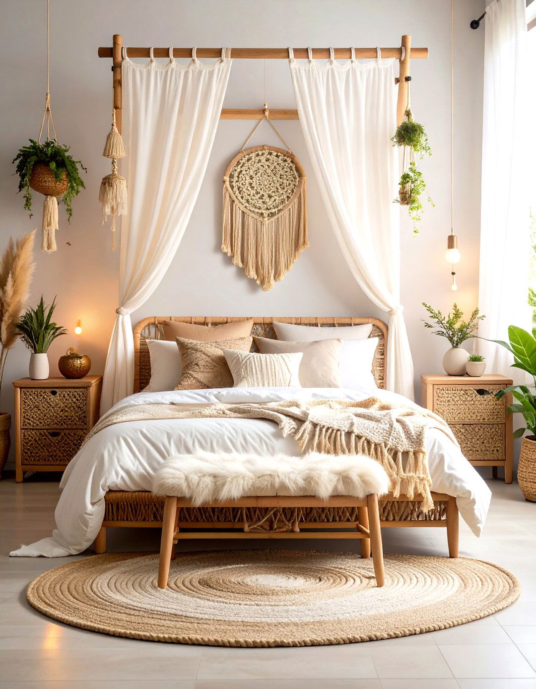 Rattan Canopy Princess Retreat - 24 Girls Boho Bedroom Ideas
