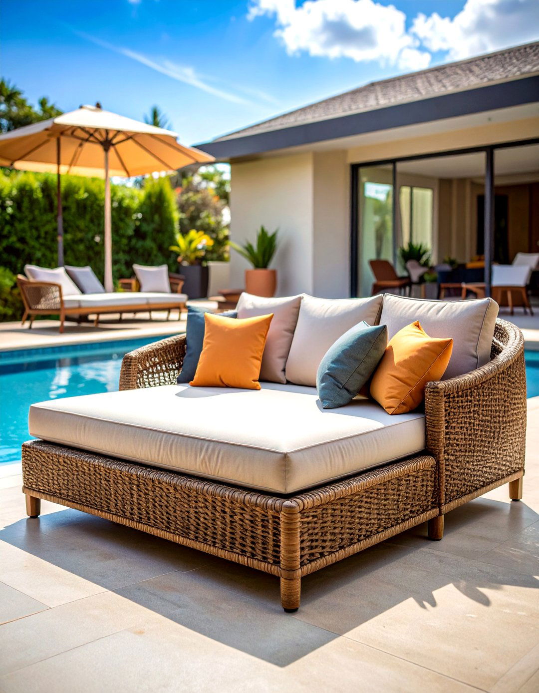 Rattan Daybed Loungers - 24 Pool Furniture Ideas