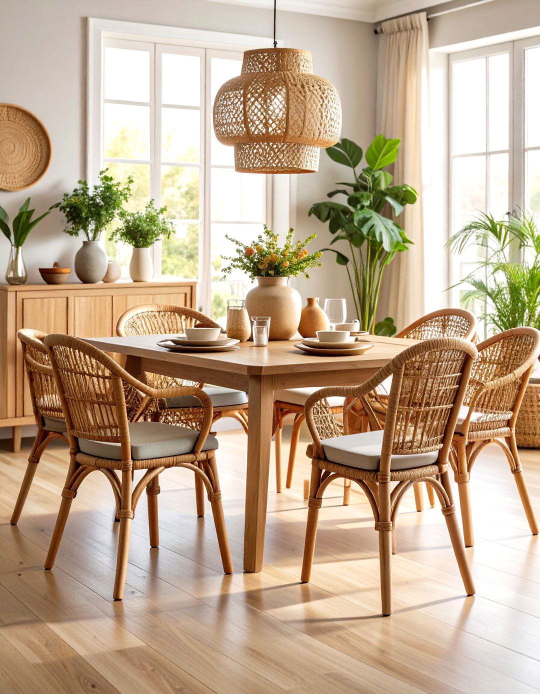 Rattan Dining Chairs - 24 Boho Dining Room Ideas