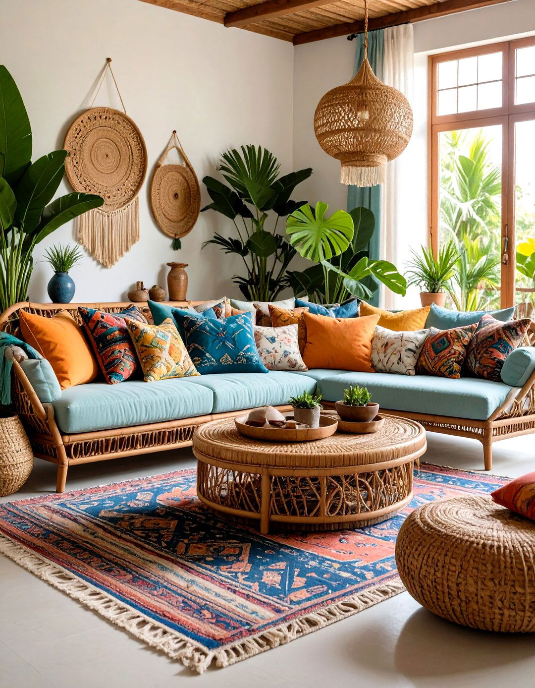Rattan Furniture Bohemian Living Room - 24 Bohemian Tropical Bohemian Decor