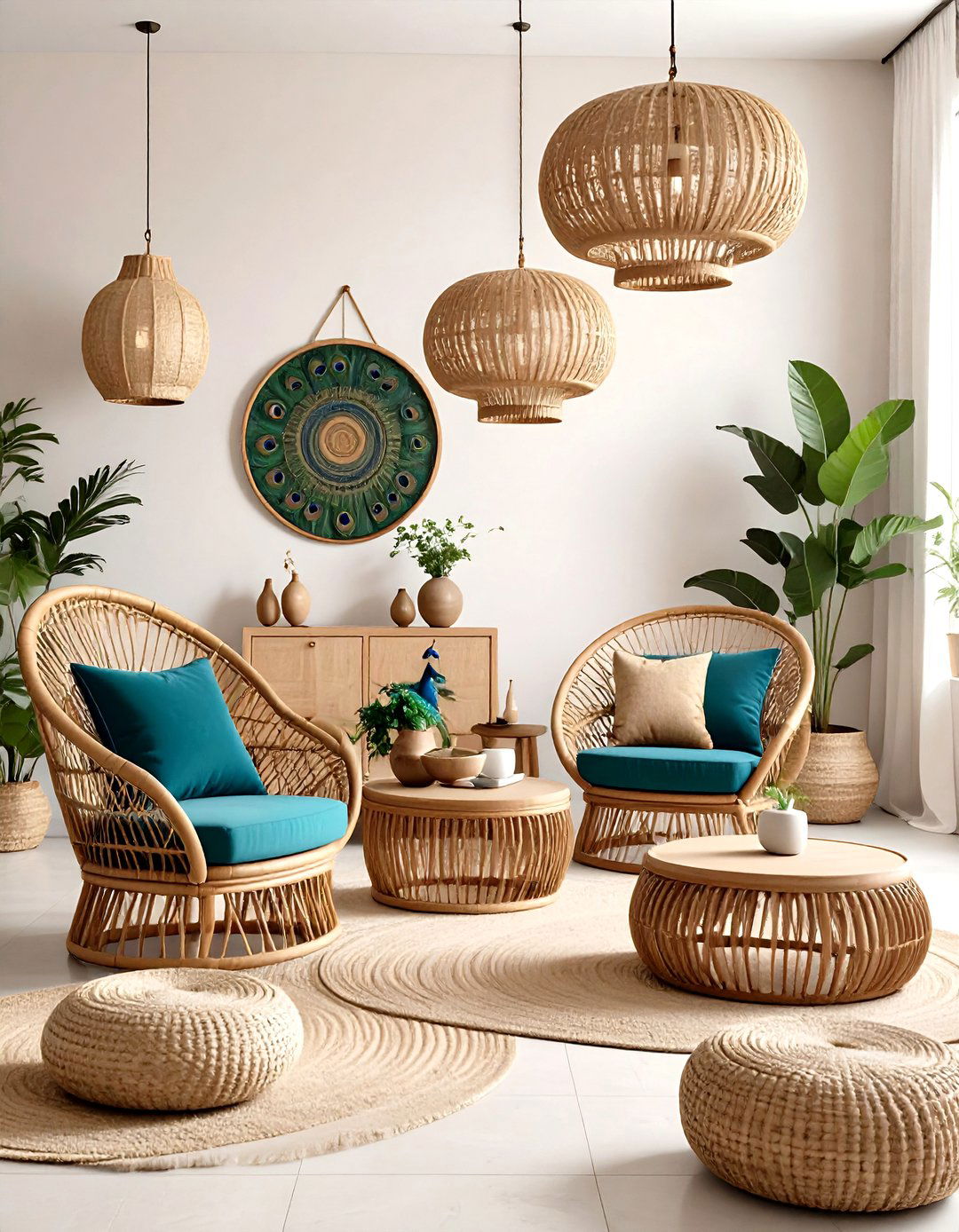 Rattan Furniture Showcase Living Room - 24 Neutral Boho Living Room Ideas