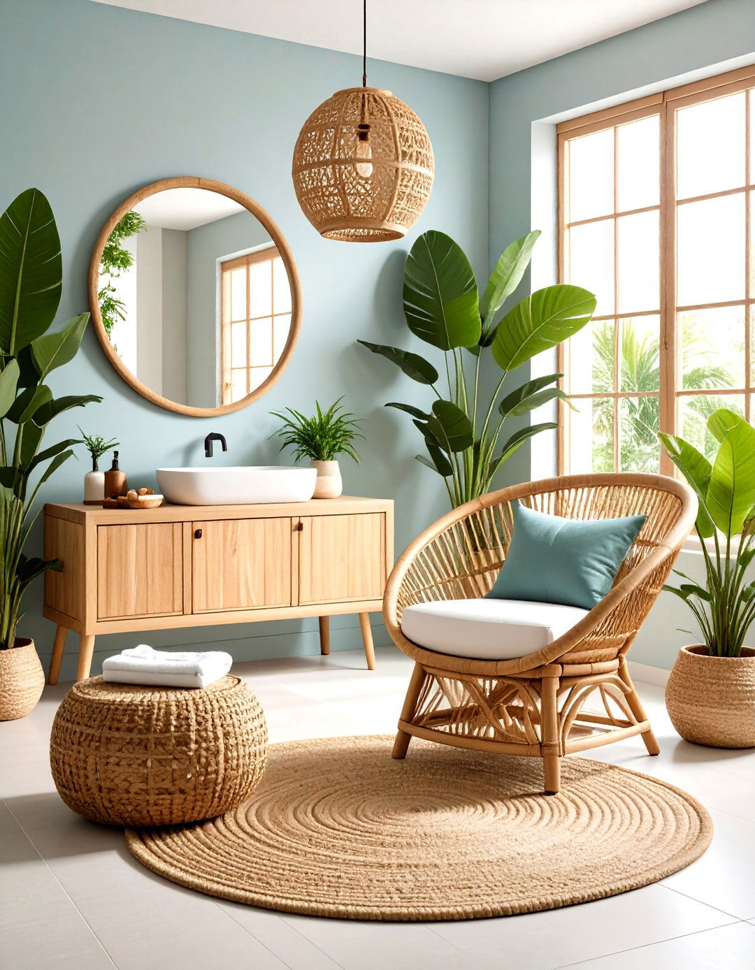 Rattan Furniture Tropical Lounge - 24 Tropical Bathroom Ideas