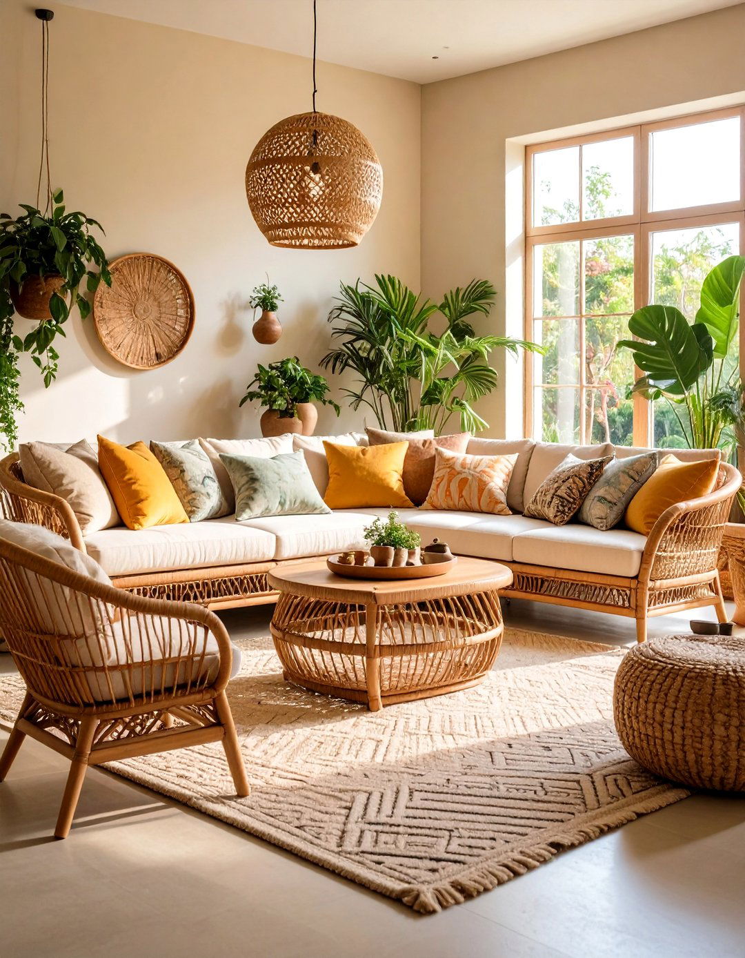 Rattan and Wicker Coastal Furniture - 24 Coastal Living Room Ideas