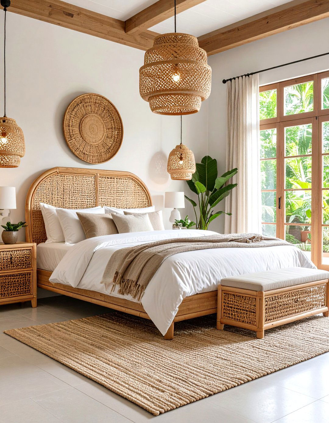 Rattan and Wicker Tropical Bedroom - 24 Beach Themed Bedroom Ideas