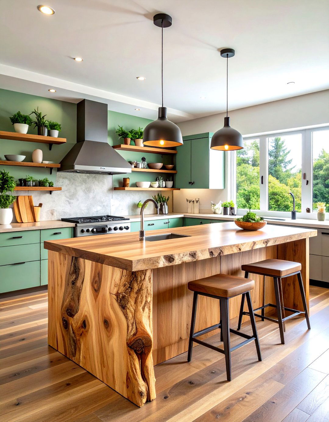 Raw Edge Wood Islands - 24 Organic Kitchen Design Ideas
