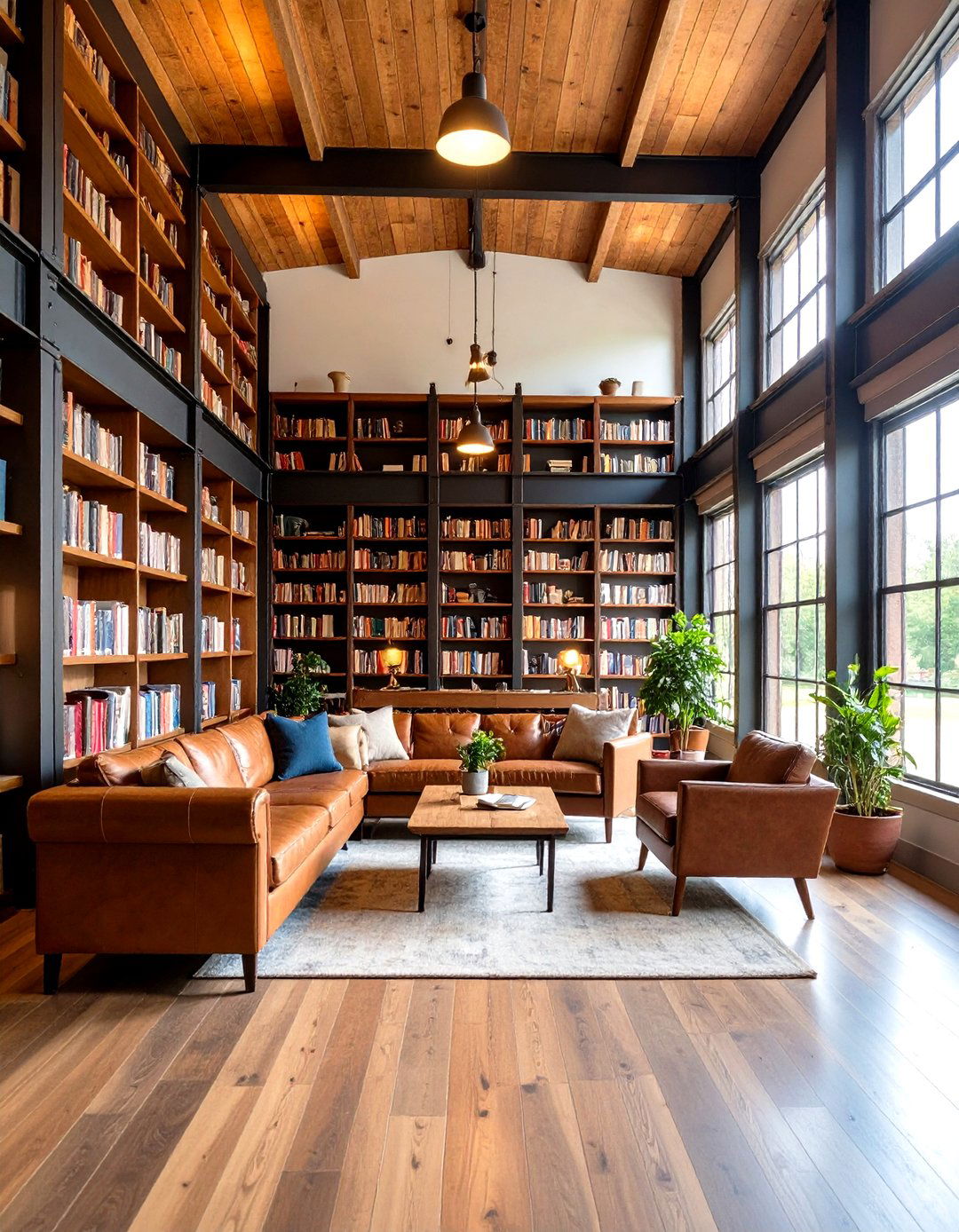 Reading Library with Built in Bookshelves - 24 Garage Conversion Ideas