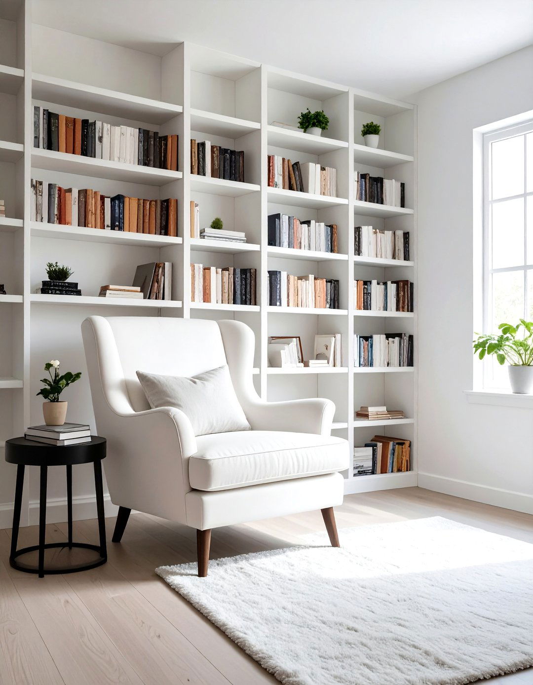 Reading Nook Bedroom with Cozy Corner - 24 Feminine Black and White Bedroom Ideas