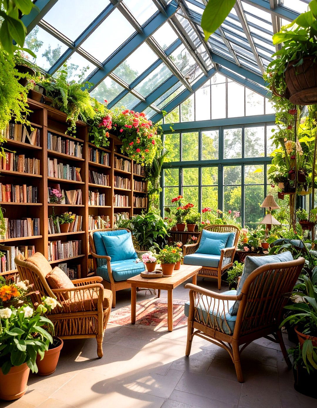 Reading Nook Greenhouse Library - 24 Greenhouse Decor Ideas