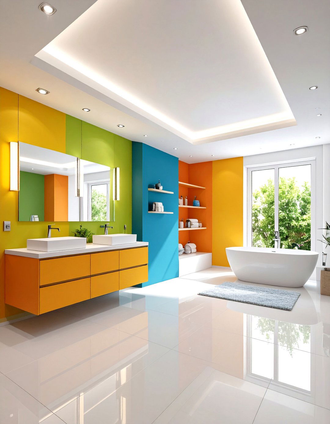 Recessed LED Ceiling Spotlights with Dimmer Control - 24 Small Bathroom Lighting Ideas