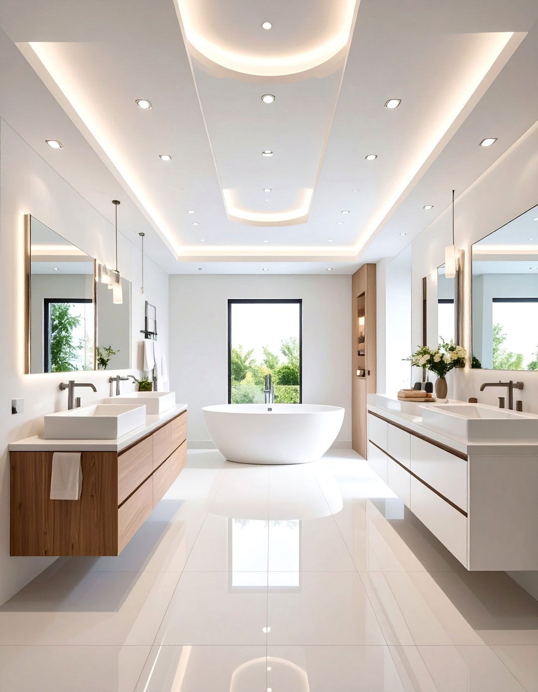 Recessed LED Lighting Grid - 24 Bathroom Ceiling Ideas
