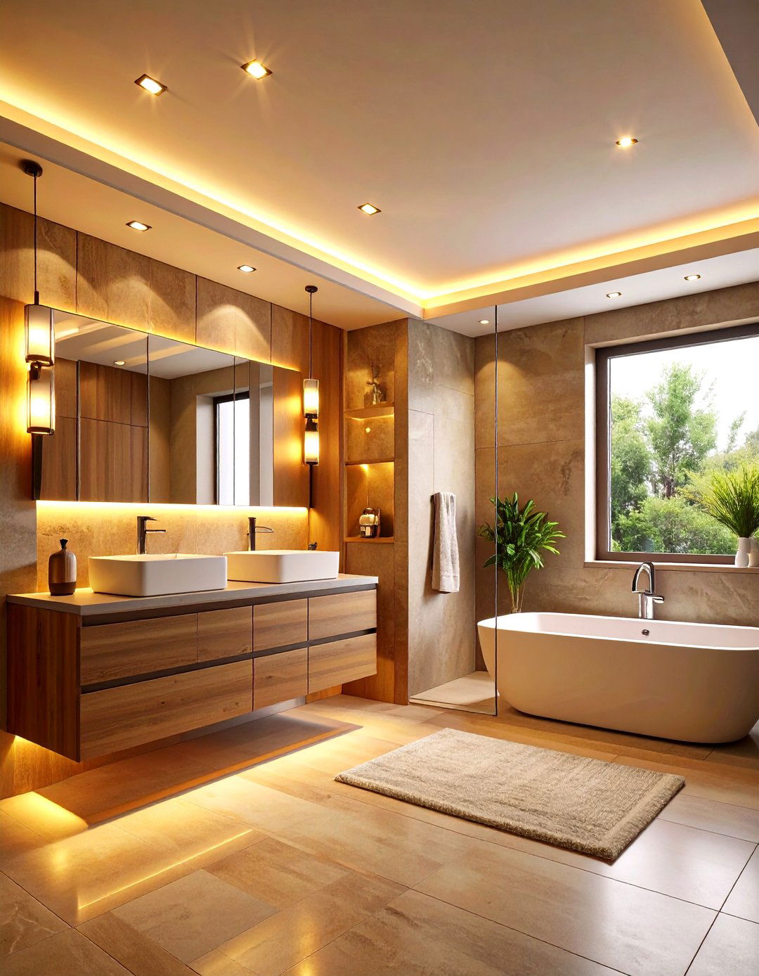 Recessed Lighting with Dimmer Controls - 24 Minimalist Bathroom Ideas